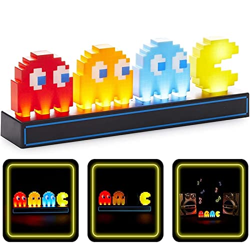LUYAO Pac Man Game LED USB 3D Night Light Gaming Room Decor Desk Music Lamp Baby Sleeping Light for Boys Girls Holiday Gift
