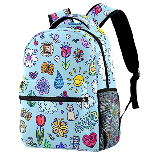 Mochila escolar para estudiantes con flecos y flores estilo casual modelo 72
