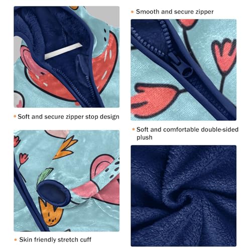 Doodle Flowers Hearts Clouds Girls Fleece Jacket Girls Fall Jacket Girls Zip Up Hoodie Girls Sherpa Jacket 2-10T3