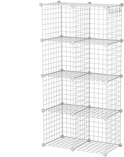 YOZO Wire Cube Storage Metal Closet Wardrobe, 8 Cubes, White