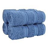 American Soft Linen Luxury Washcloths for Bathroom, 600 GSM 100% Cotton 4 Piece Turkish Wash Cloth Set, 13x13 in Soft Rags for Body and Face, Electric Blue Washcloths