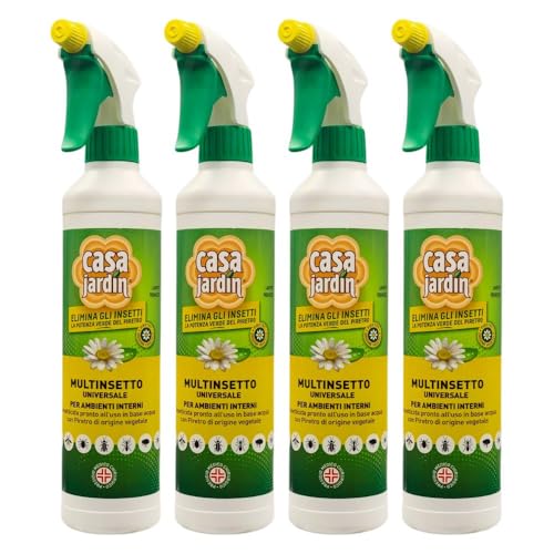 Multinsetto Universale per Ambienti Interni, Insetticida Pronto All'Uso in Base Acqua con Piretro di Origine Vegetale, 400ml (4 Unità)