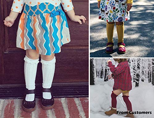 Image of Epeius Baby Girls Boys Cotton Uniform Knee High Socks Tube Ruffled Stockings (Pack of 3 /5)
