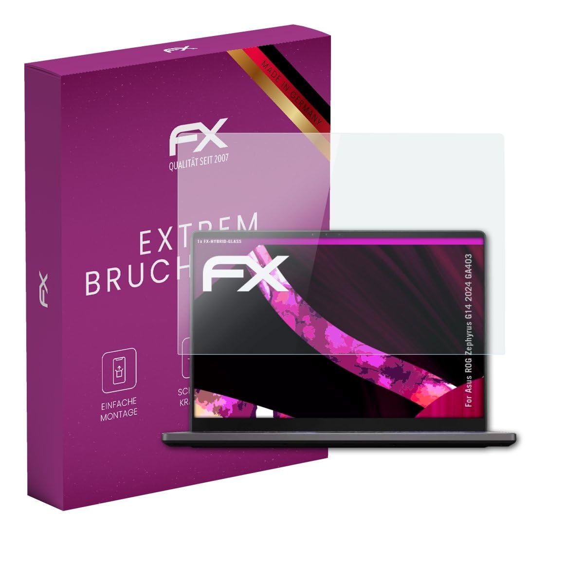 atFoliX Plastic Glass Protective Film compatible with Asus ROG Zephyrus G14 2024 GA403 Glass Protector, 9H Hybrid-Glass FX Screen Protector