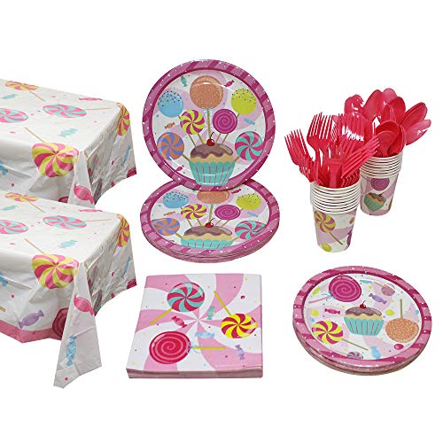 Candy Deluxe Party Supplies Packs (110+ Pieces for 16 Guests!), Candy Party Supplies, Candy Birthday Party Supplies, Candy Plates, Candy Cups, Candy Napkins, Blue Orchards
