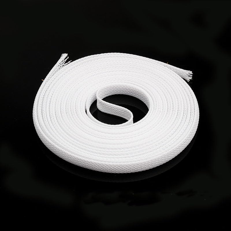 50M 12mm White Insulation Braided Cable Sleeve Wire protection Sleeving Tight Braided PET Expandable Sleeve Wire Gland