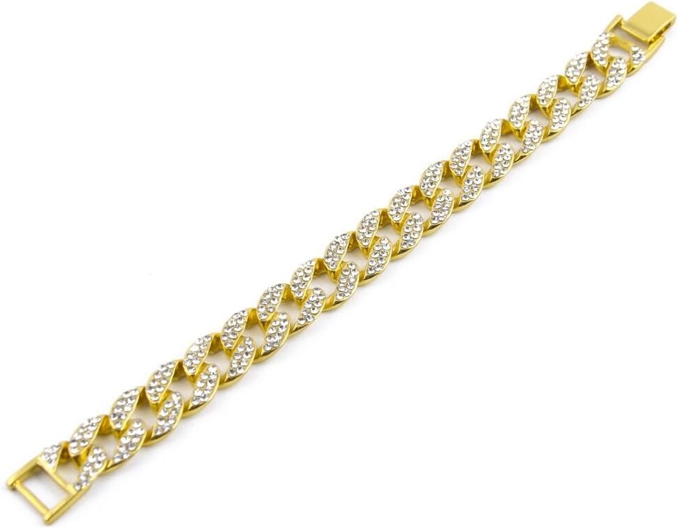 Miami Cuban Link Cz 15mm Full Stone Iced-out Gold Plated Hip Hop 8" Inch Bracelet