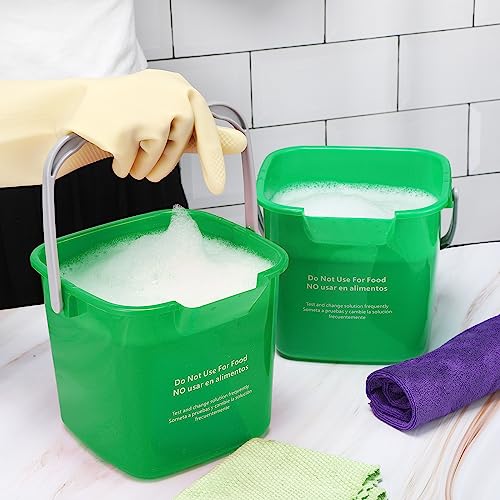 Image of Lallisa 12 Pcs 3 Quart Cleaning Bucket Small Sanitizing Square Bucket Detergent Pail for Home Office Commercial Restaurant Kitchen Bathroom School (Green)