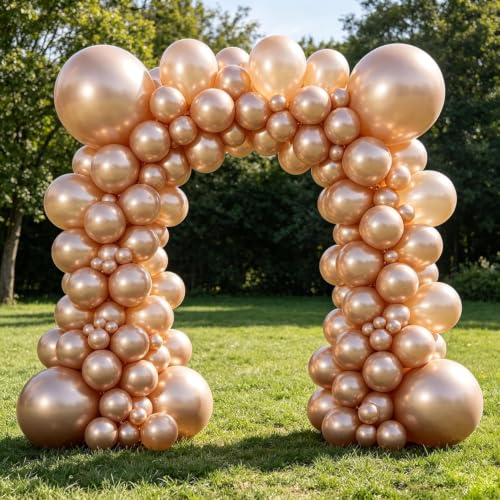 Image of Champagne Gold Chrome Balloons 50 Pcs (12 Inch) | Metallic Latex Balloon for Birthday Decoration, Anniversary, Engagement, Wedding, Baby Shower, Bridal Shower, Graduation | ARV Zone