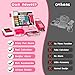 VOPOGLNE Cash Register Playset Toy for Kids, Real Calculator Register, Pretend Play Store with Music, Scanner, Play Money, Food, Preschool Learning Toy Playset Gift for Toddler Boy Girl