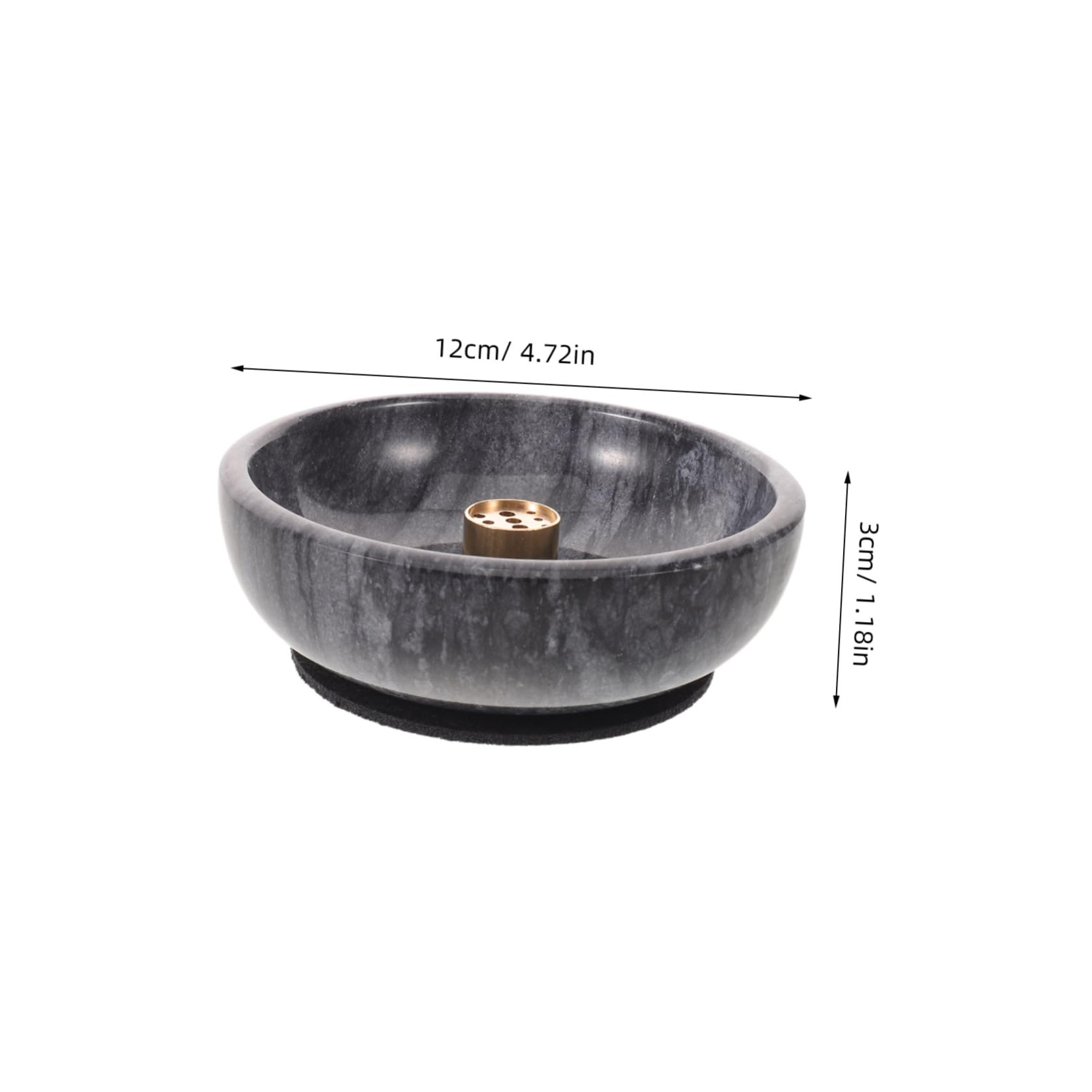Soporte para Varitas de Incienso de Bronce Diseño Invertido | Bandeja de Mármol, 9 Orificios, Acabado Negro, Apto para Palo Santo y Salvia, Decoración Aromática para Yoga