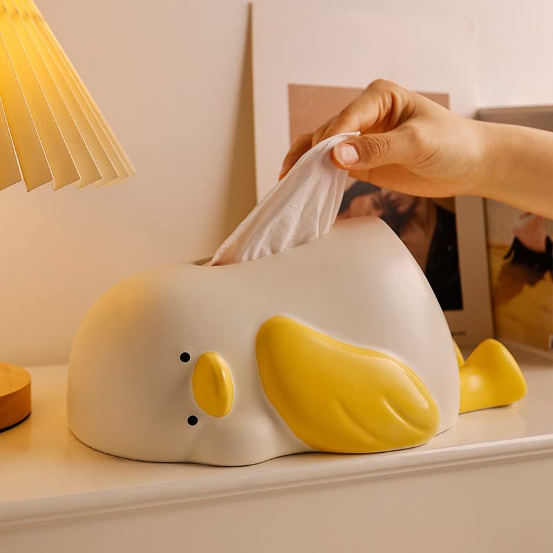 Cute Duck-Shaped Tissue Box, Yellow Duck Tissue Box, Cute Ceramic