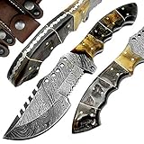 Handmade Damascus Steel Tracker Knife - 9.5