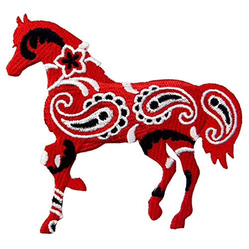 Bandana cachemire Rouge Cheval Écusson brodé Iron on Sew on Patch