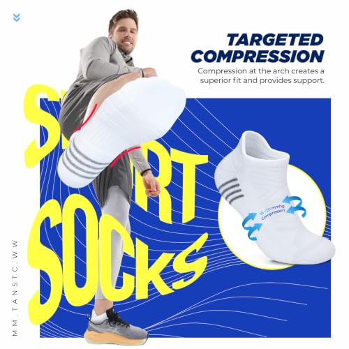 Image of TANSTC Athletic Running Ankle Socks,6Pairs Cushioned Low Cut Anti-Blister Tab Sports Sock Men Women