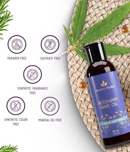 Avimee Herbal Rosemary Hair Oil | For Hair Fall, Hair Growth & Dandruff | Enriched with Neem, Amla & Bhringraj Oil | For Men & Women | 100 ml - Image 4