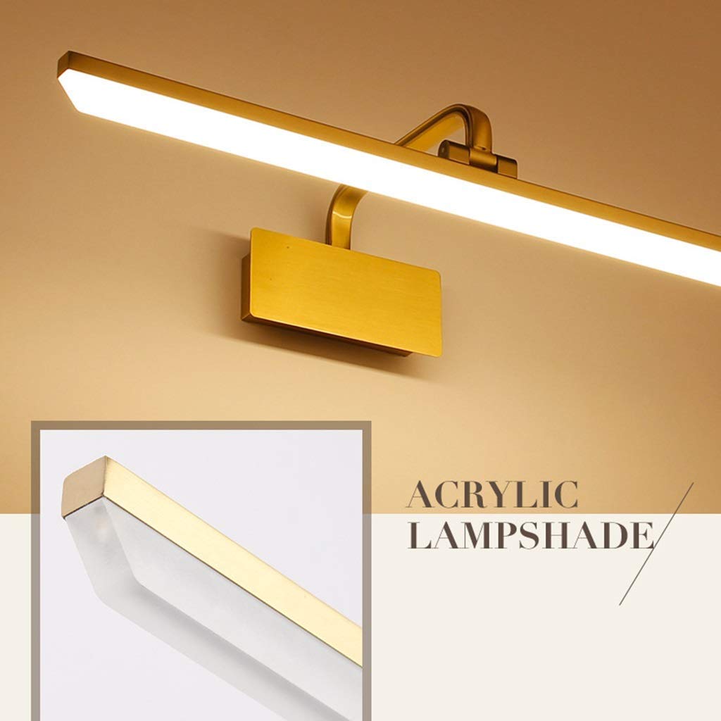 LED-Spiegelscheinwerfer, Schminktisch, Spiegelleuchte, Badezimmer, wasserdicht, Antibeschlag-Wandleuchte, Retro-Gold-Stil, Spiegellampe (Farbe: weißes Licht-70 cm) Decoration