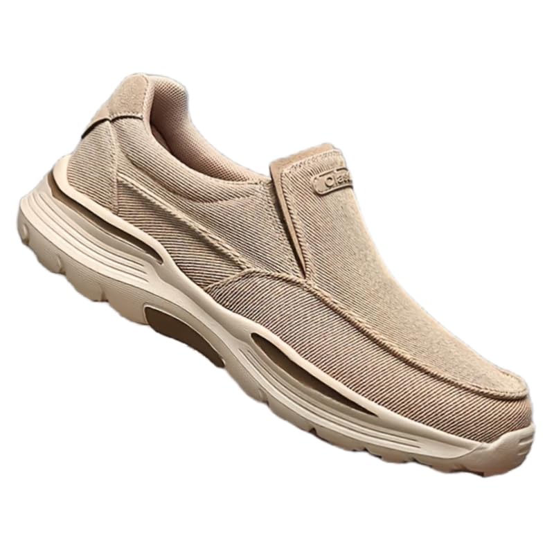 Men's Casual Canvas Loafers - Single-Color Upper, Breathable mesh Lining, EVA Sole, Suitable for Daily wear and Hiking, Large Size.