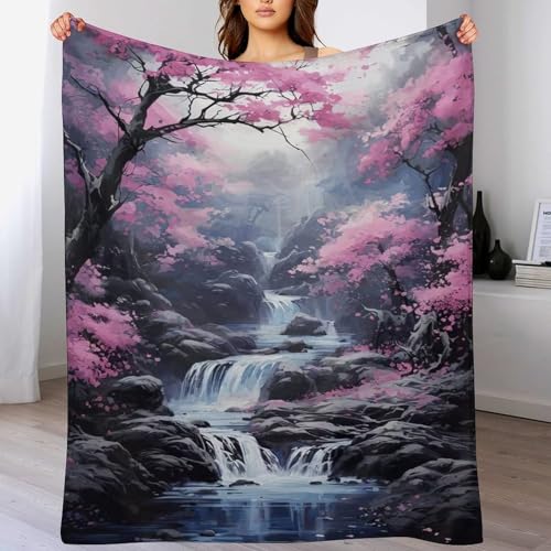 Couverture Flanelle Impression 3D Cerisier Linge Lit Luxe