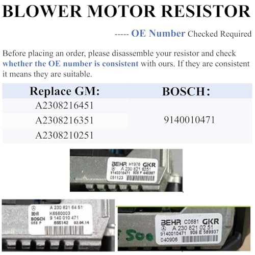 Image of AC Blower Motor Resistor Fit for Mercedes-Benz 1998-2011 E-Class E200 E240 E350 /S-Klasse S280 S320 S430 /C-Klasse W200 /CLS-Klasse CLS55 AMG HVAC Heater Blower Resistor Regulator Replace# A2308216451