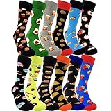 HSELL Mens Fun Food Dress Socks Funny Foodie Sushi Cheese Taco Burritos Patterned Crazy Design Crew Socks Novelty Gift for Men Women Unisex Cotton Sock Sox (12 Pairs Food Assorted)