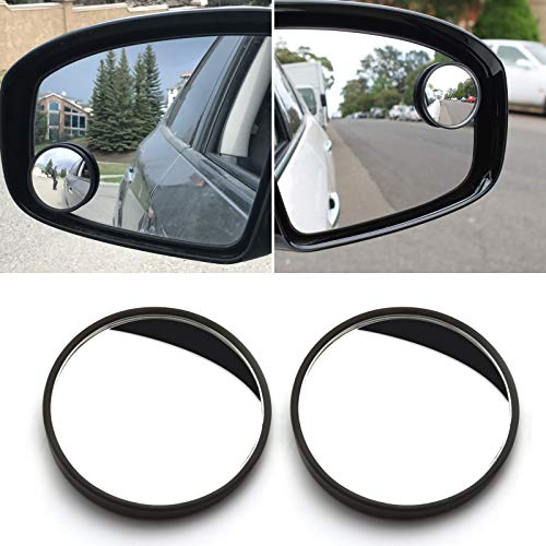 Xotic Tech Blind Spot Mirror, Rear View Wide Angle, Stick on Black Round for Car SUVs Truck Motorcycle (2pcs)
