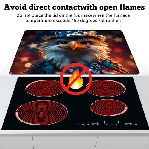 Image of Multi-Design Stove Cover for Glass /Electric Stoves - 3-in-1 Heat-Resistant Protector Mat, Non-Slip Drying Rack 28 inchx20 inch (Independence Day - Eagle)