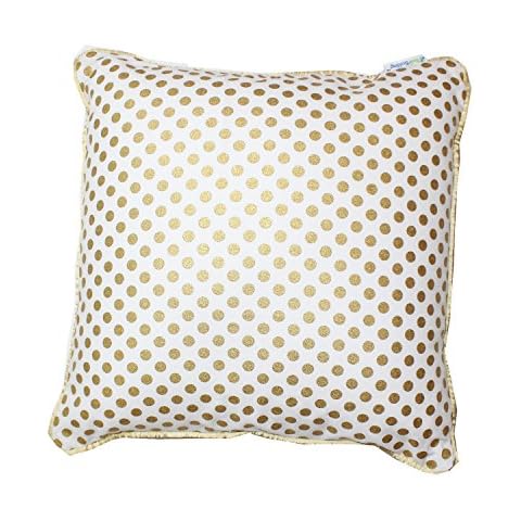 Square Throw Pillow Cover with Insert - Metallic Gold Dot with Gold Piping Cover