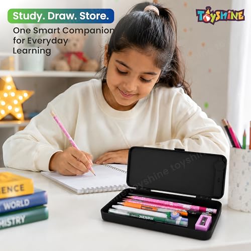Image of Toyshine 2-in-1 LCD Writing Tablet Pencil Box| Digital Drawing Board with Stylus| Colorful Screen| One-Touch Erase| Pencil Storage Case| Educational Learning Toy for Boys & Girls