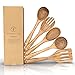 Premium Küchenhelfer Holz, 5 teiliges Küchenutensilien Set, Keine Kratzer mehr in Pfannen, chemiefreies Akazienholz - Kochlöffel Set, Pfannenwender Holz, Kochlöffel - Hitzebeständig