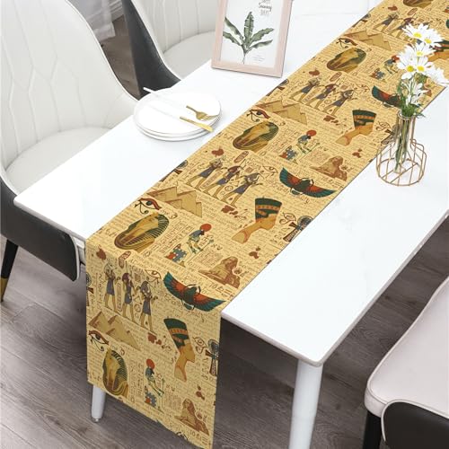 Buxiuer Egyptian Table Runner Ancient Egypt Theme Birthday Party Decoration Pharaoh Sphinx Pyramid Dining Room Home Kitchen Table Decor by Buxiuer - Image 2