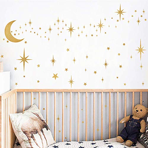 Easma Retro Starburst Wall Decals Star Wall Stickers Atomic Star Wall Decals Star Wall Decals Girls Room Wall Decals Peel And Stick Moon Wall Decals #TOP5