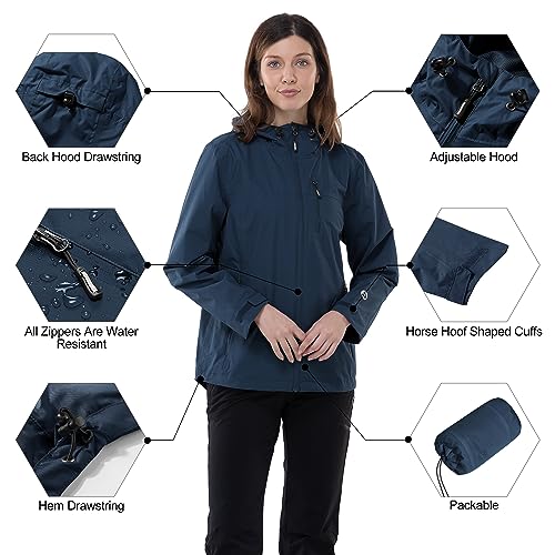 Image of Outdoor Ventures Packable Rain Jacket Women Waterproof Raincoat with Hood