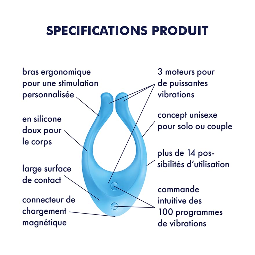 Vibromasseur Satisfyer Partner Multifun 1 bleu flexible à double stimulation
