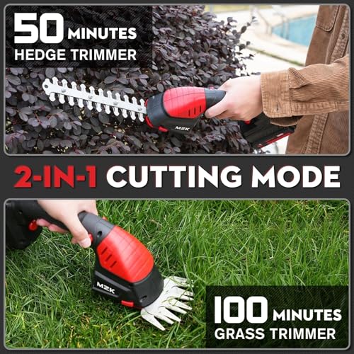 Image of MZK 2-in-1 20V Pole Mini Hedge Trimmer & Grass Shear, 13ft Reach, Electric Hedge Trimmer with Extension Pole, Multi-Angle,Used in Garden,Yard(2*Batteries and Charger Included)