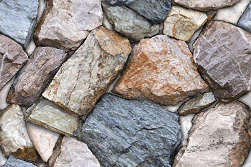 Image of DWELLSINDIA Stone Bricks Self Adhesive Peel and Stick PVC Wallpaper Waterproof, Scratch Resistant, Laminated (41CM X 244CM, Neutral, Matt)