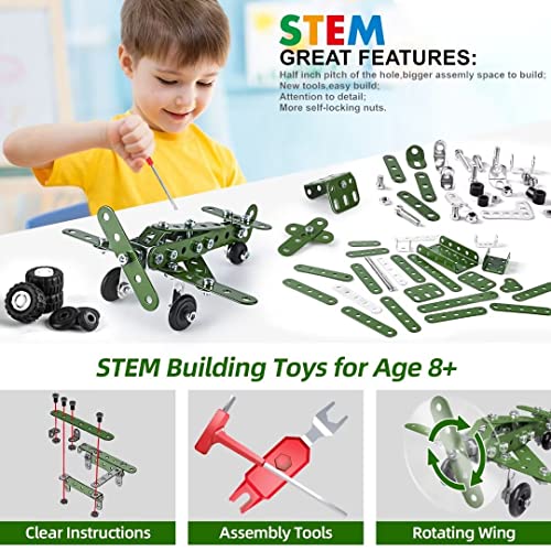 Image of Ferthor Fun Metal Building Military Series Assembly Toys,Small Construction Set for Kids Ages 4-8, Military Toys for Boys Age 8-12,STEM Toy Gifts for Model Army Kit(166pcs No Motor)