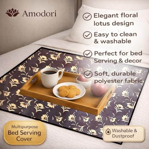 Image of Waterproof Bed Server Mat /Food Mat /Bedsheet Protector | Reversible | 2-Layer Heavy Material | Multi-Purpose Place Mat (Colour & Print May Vary) (floral-23)