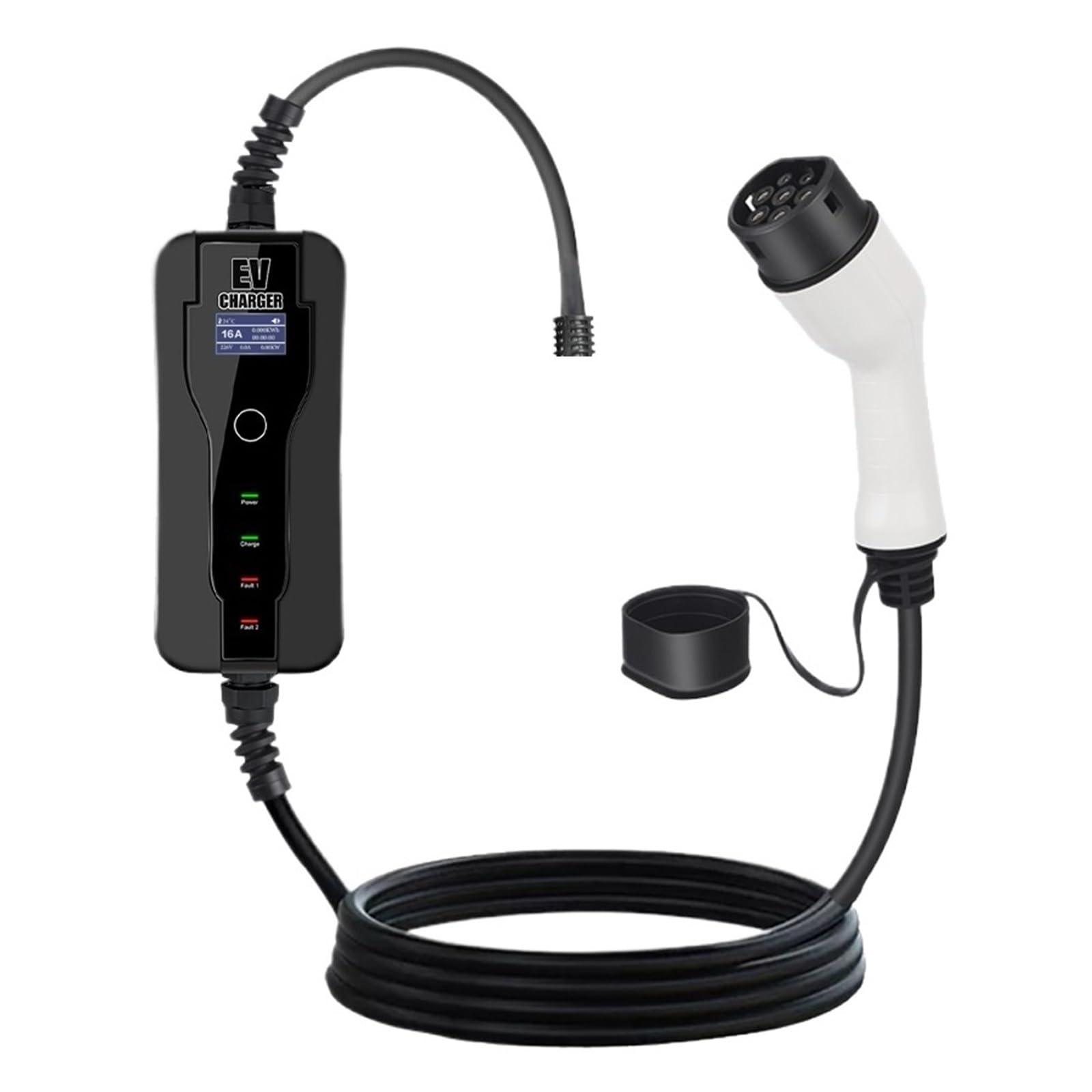 Cargador EV Portátil For Coche, Enchufe Tipo 1 For Vehículo Eléctrico, 16A, 5m, J1772, Nivel 2, Estaciones De Carga con Control EVSE For Recarga Segura(Type 1 5M)