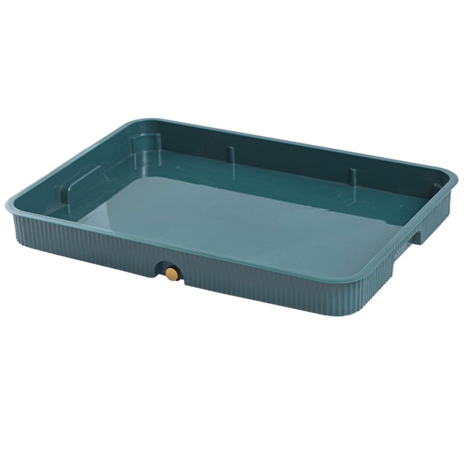 Bandeja de goteo verde con cierre integrado de 41 x 29 x 5 cm, incluye manguera de 70 cm, fácil de limpiar, ideal para cocina y mesa de comedor