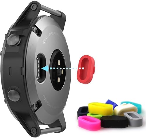 Miniatura 4 de 5 fundas de silicona para reloj y 10 tapones antipolvo para Garmin Vivoactive 3 GPS Smartwatch, protectores de puerto de cargador AFUNTA y funda