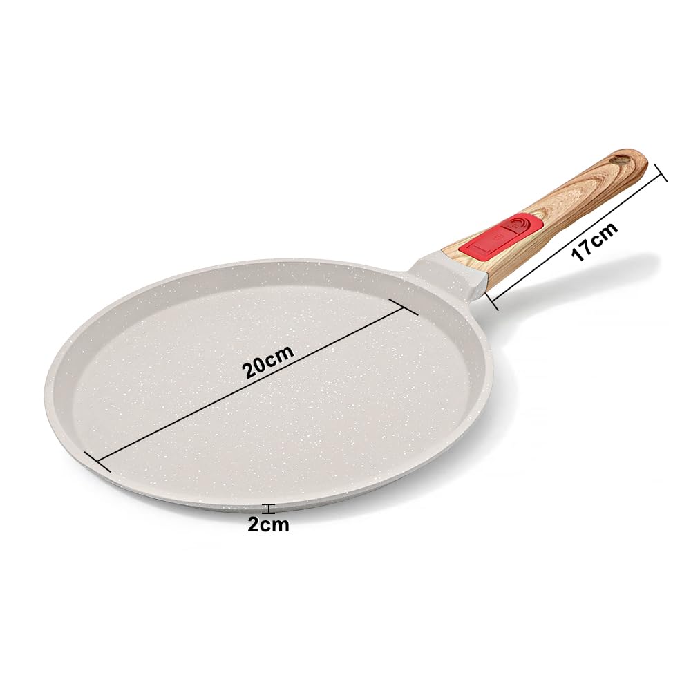 RANX INGST Padella per Crepes Ø20cm con Maniglia Rimovibile, Crepiera con Distributore di Impasti, Rivestimento Antiaderente - Bianco
