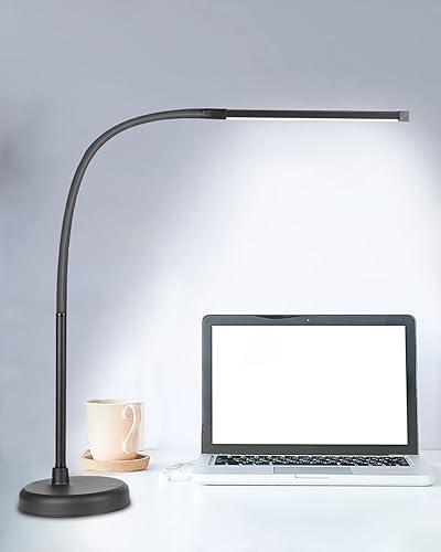 CIVHOM Lámpara de escritorio LED con abrazadera luz de clip regulable para oficina en casa 3 modos de brillo cuello de cisne largo y flexible ahorro