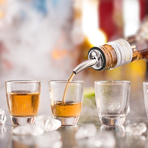 10 stks Liquor Fles Pourers met Rubber Dust Caps & 2 Reinigingsborstels, SENHAI Rvs Drinken Wijn Snelheid Pourers… - Image 8