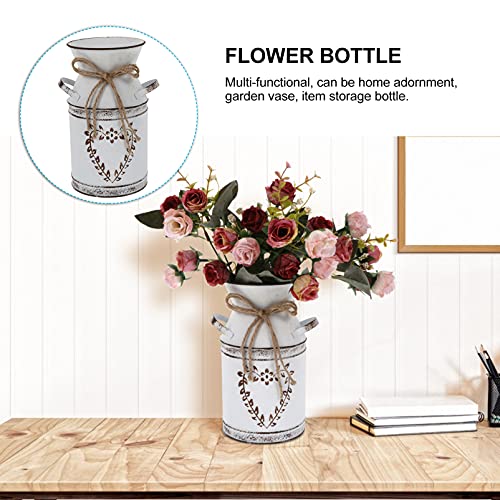 Ganazono French Style Flower Vase Galvanized Iron Flowers Bucket Rustic Metal Pitcher Jug Plant Container Shabby Chic Milk Can For Home Garden Farmhouse Decor #TOP2