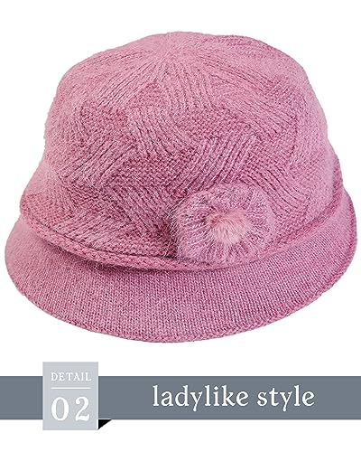 CheChury Frauen Cloche Hüte Bucket Hat Französische Baskenmütze Vintage Floral Wollkleid Klassischer Hut Winter Glockenhut Kirche Hut Klassisch Bowler Hut Melonenhut Fedorahüte Frauen