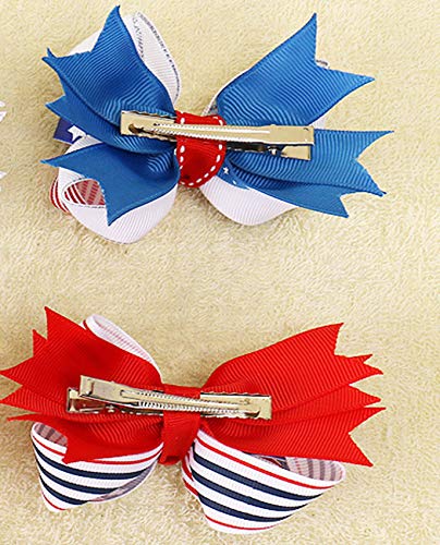 Girl Hair Clip Hair Bows Boutique Alligator Hairpins Hair Accessories For 4Th Of July 2 Pack Zfj04 (Style 2) #TOP3