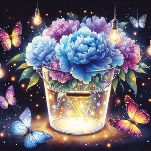 Art du Diamant Painting Kit Complet 5D fleurs fantastiques et point de croix strass ronds
