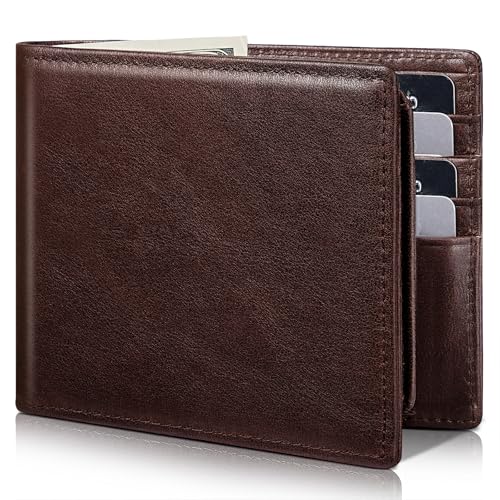 Image of Artpaxy Mens Wallet Genuine Leather Bifold RFID Blocking Wallet for Men with 2 ID Windows 12 Card Holders 2 cash pockets 1 Gift Box