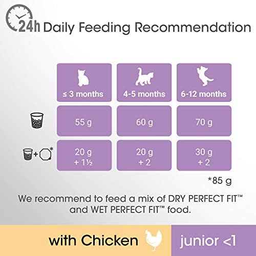 Perfect Fit Junior <1 Complete Dry Cat Food for Junior Cats Under 1 Year, Rich in Chicken, 4 Bags (4 x 750 g)
